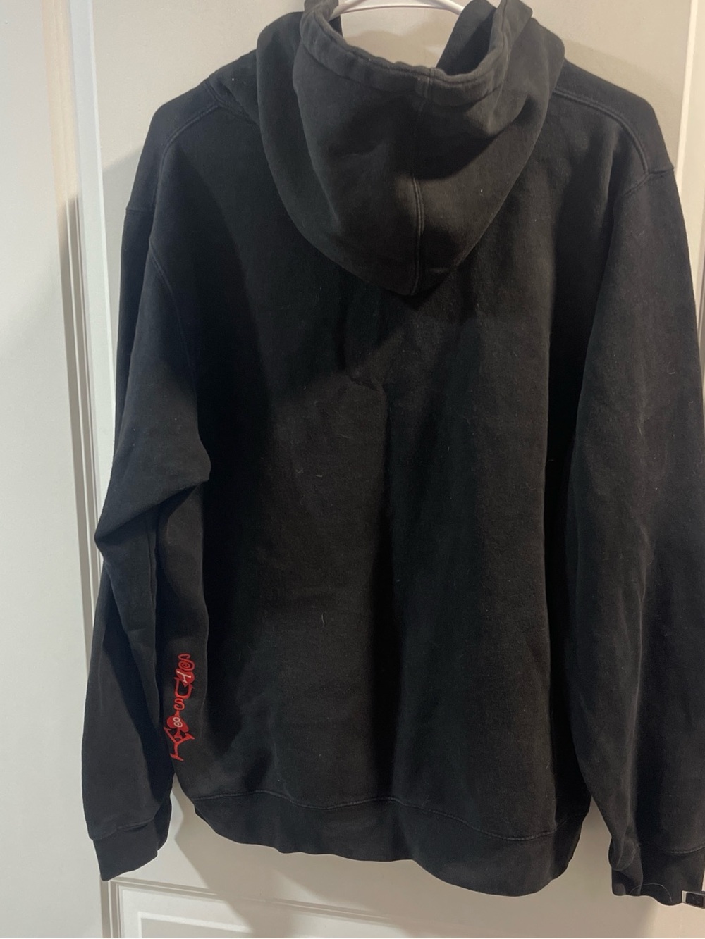 Stussy Black Hoodie with White Logo Tag Have One Hole - Picture 6 of 8